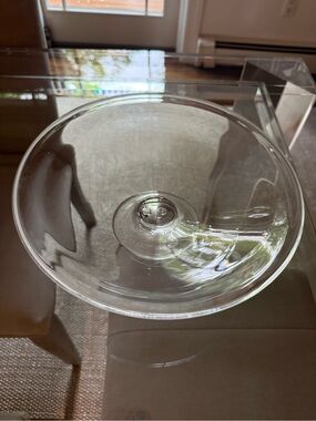 Simon Pearce Hand Blown Clear Crystal Pedestal Compote Centerpiece Bowl
